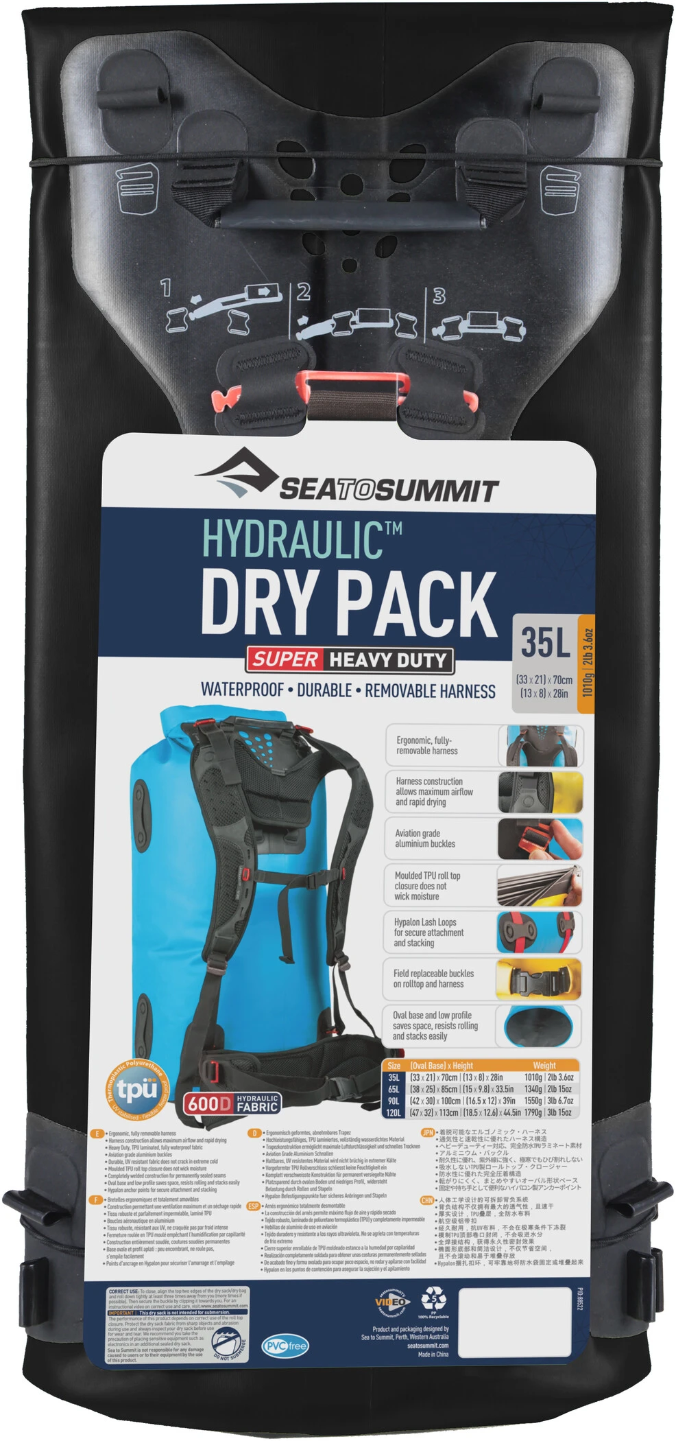 Sea to Summit Hydraulic Sac étanche avec baudrier 35l, noir 3 Sea to Summit Hydraulic Sac étanche avec baudrier 35l, noir – Image 3