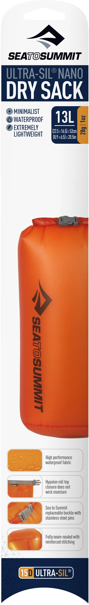 Sea to Summit Ultra-Sil Nano Sac étanche 13l, orange 2 Sea to Summit Ultra-Sil Nano Sac étanche 13l, orange – Image 2